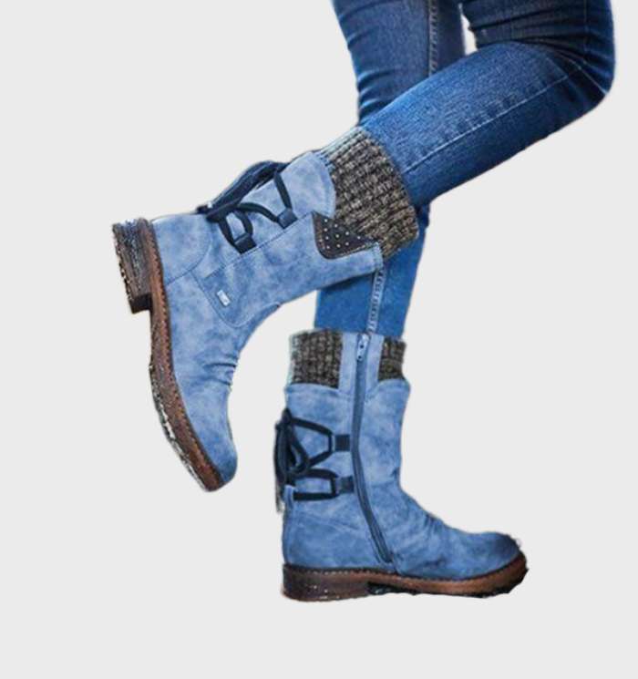 Mariel - warme und wasserdichte Winterstiefel mit Reißverschluss und einzigartigem Schnürdesign