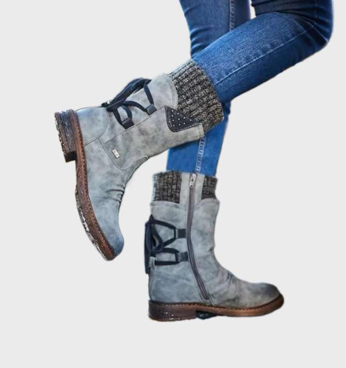 Mariel - warme und wasserdichte Winterstiefel mit Reißverschluss und einzigartigem Schnürdesign