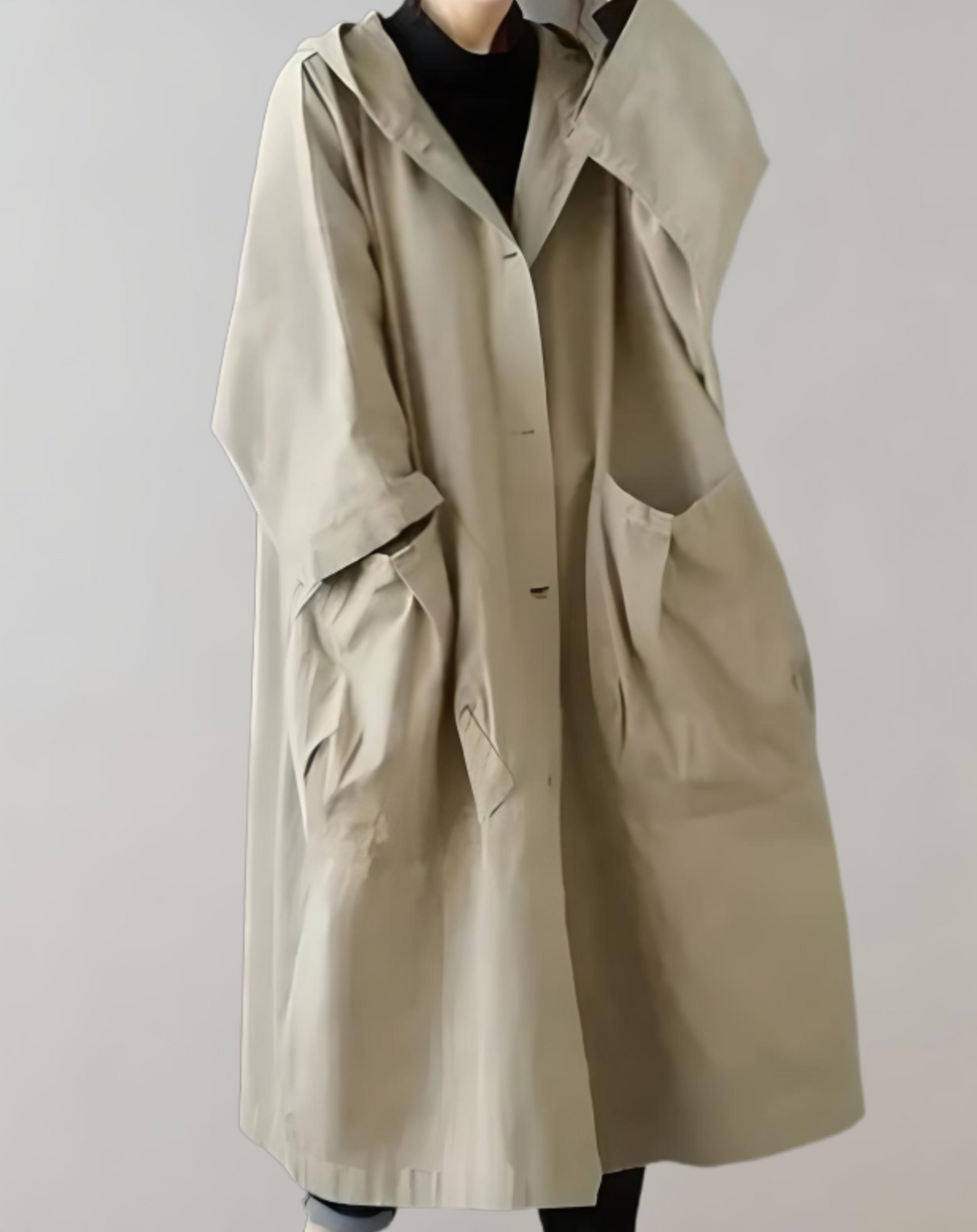 Myra - lässige Trenchcoat-Jacke mit Kapuze und losen Taschen