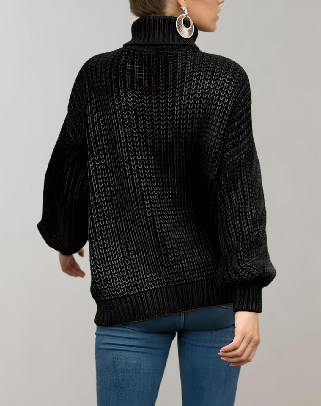 Myra - Übergroßer Strickpullover mit Rollkragen und Rippbündchen