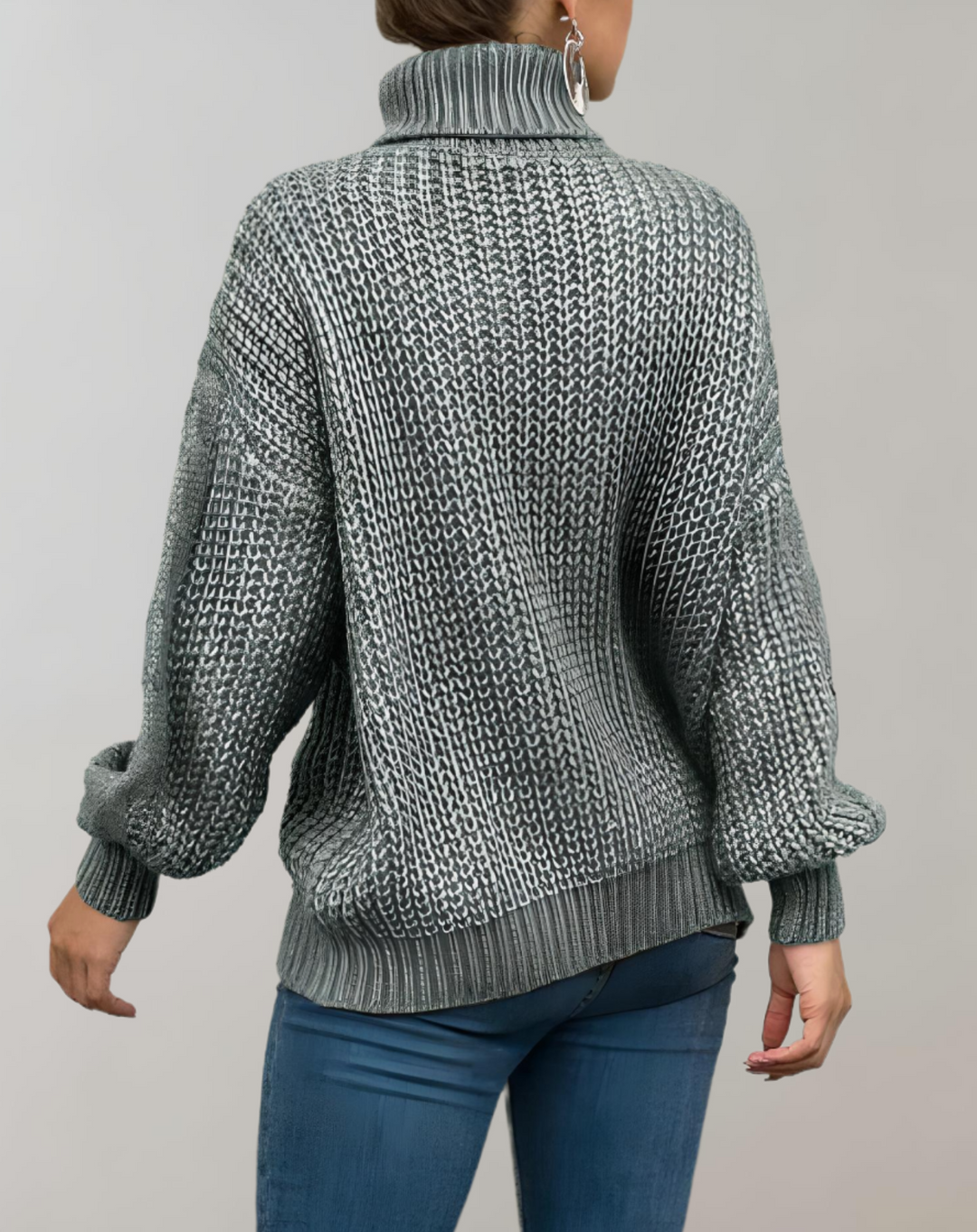 Myra - Übergroßer Strickpullover mit Rollkragen und Rippbündchen