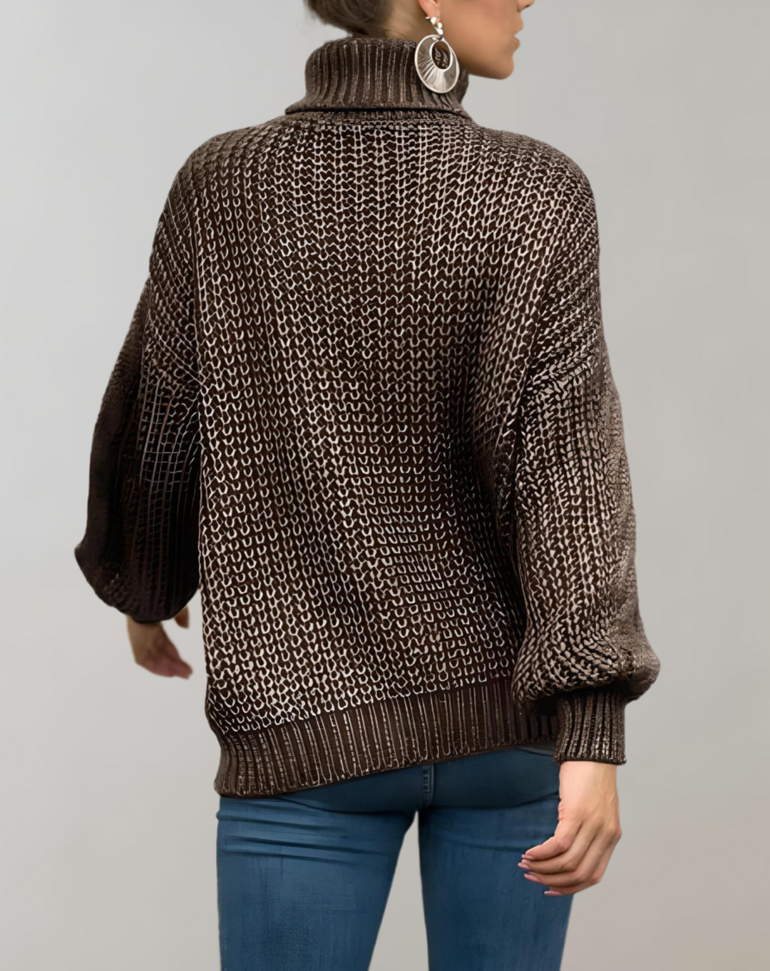 Myra - Übergroßer Strickpullover mit Rollkragen und Rippbündchen