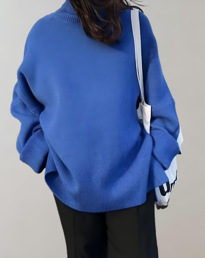 Bella - Unifarbener Oversize-Pullover mit Rollkragen