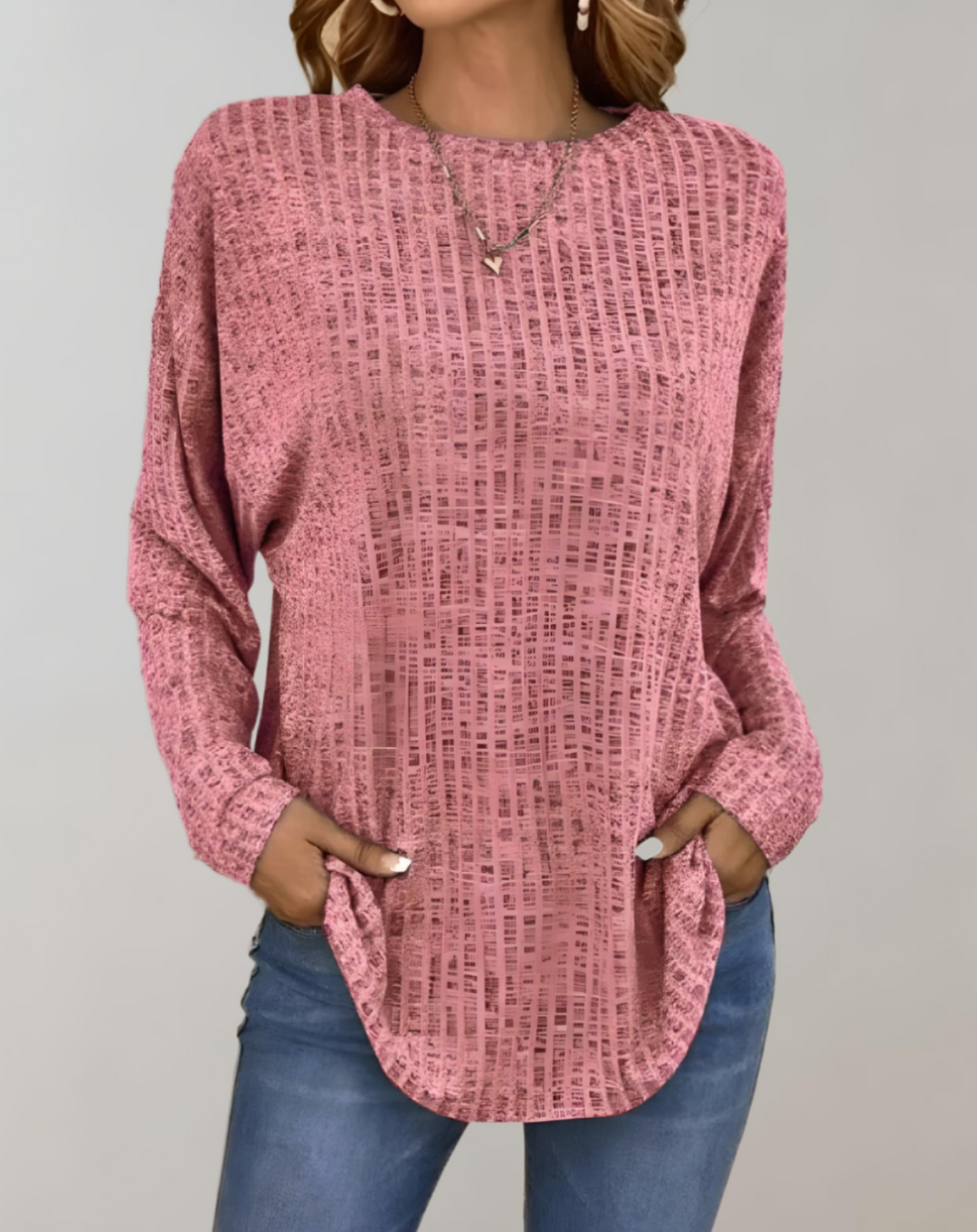 Cherelle - Lässiger Oversize-Pullover mit Rundhalsausschnitt und uni Farbe